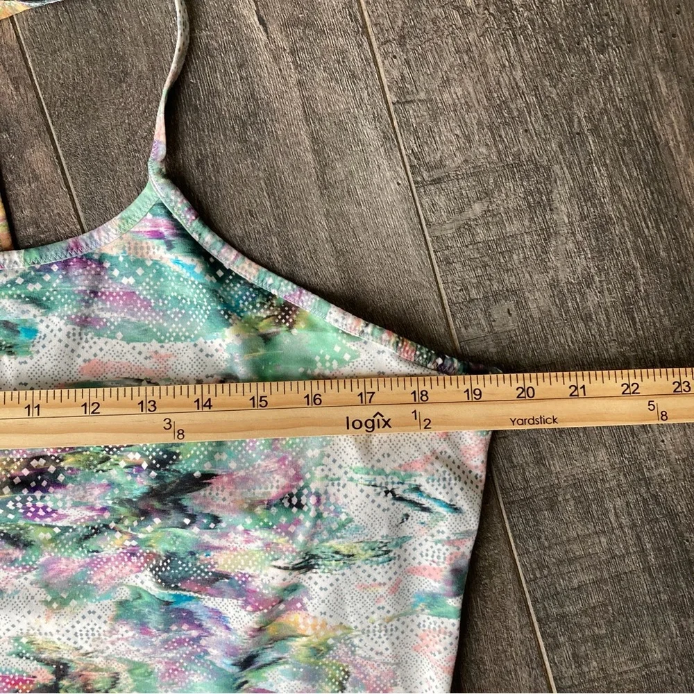 Prana Multicolor‎ Green Purple Watercolor Tank Built In Bra Women’s XL